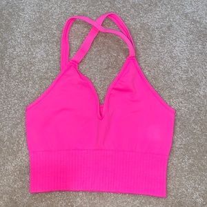 Free People Movement Good Karma Crop Top (Neon Pink)